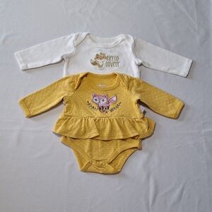 2 for $10 Yellow and White Bodysuit Set with Animal Print